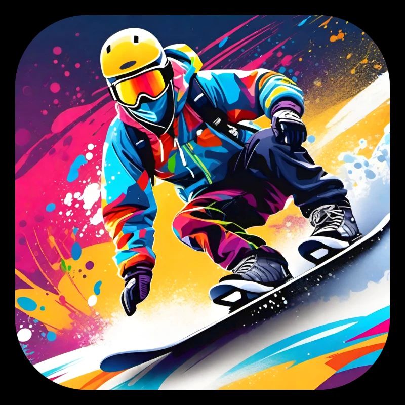 Cool snowboarder in colorful graffiti style