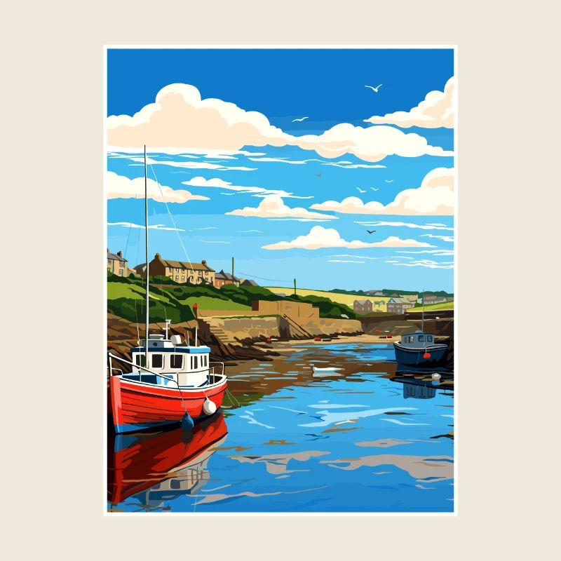 Bude Cornwall Vintage voyage affiche WPA Souvenir