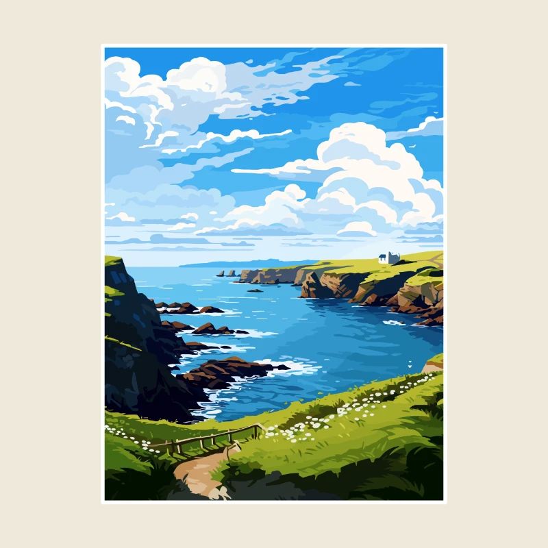 Mullion Cornwall Vintage Reiseposter Souvenir