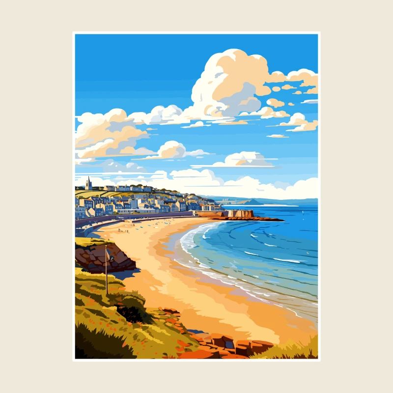 Newquay Cornwall Vintage voyage affiche Souvenir