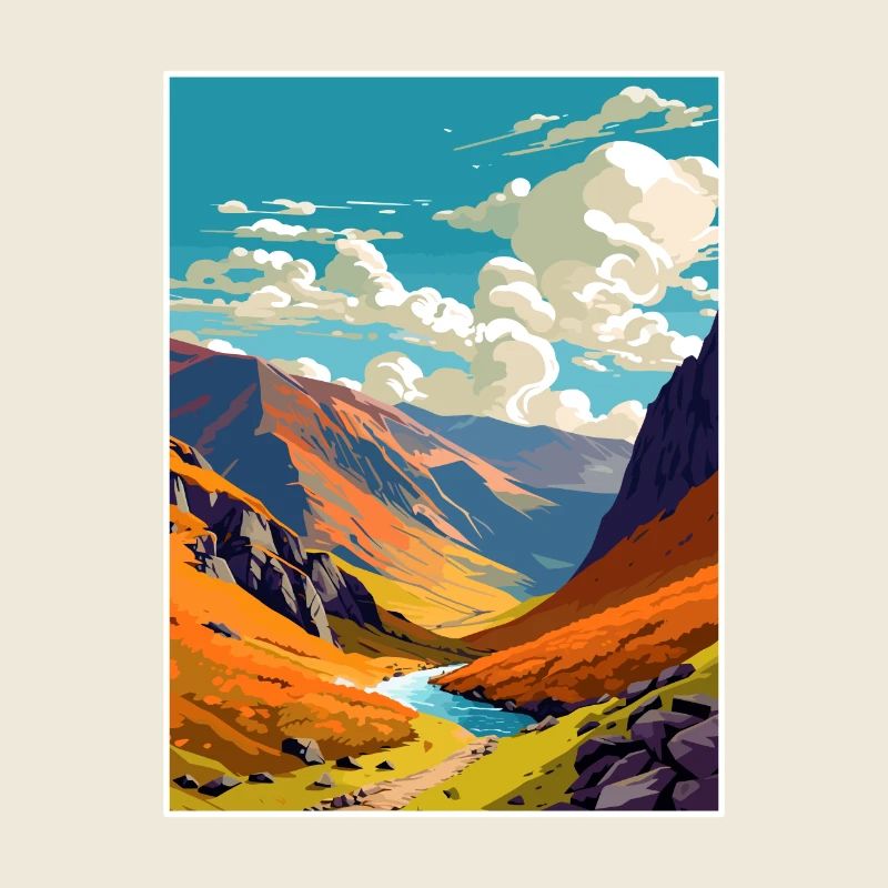 Helvellyn Cumbria Vintage voyage affiche Souvenir