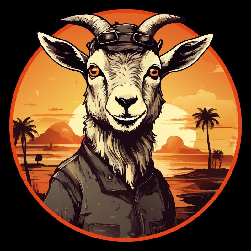 Vintage Retro Ziege in der Wüste