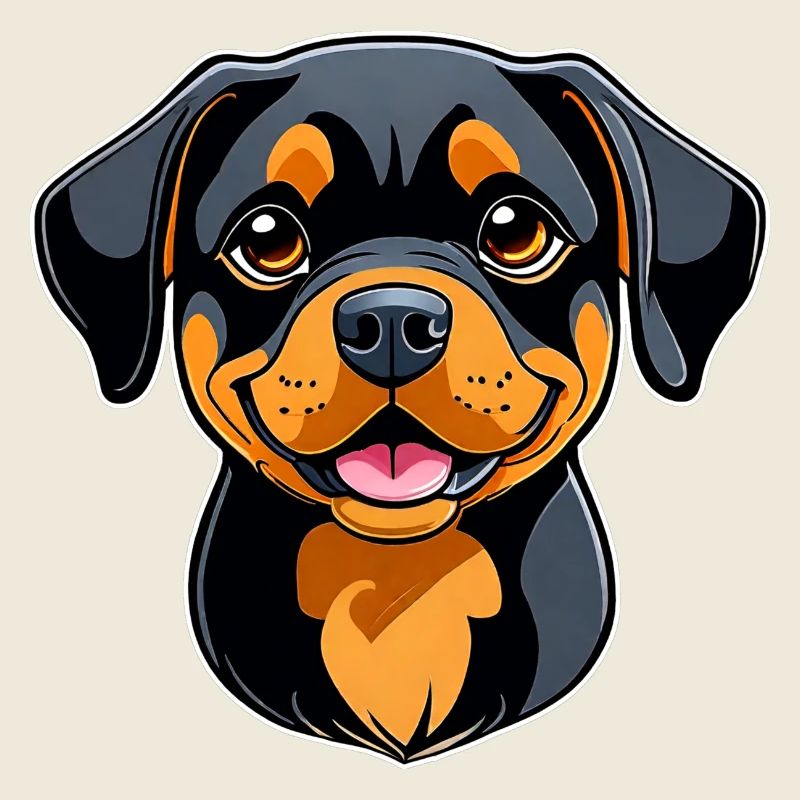 Rottweiler mignon dans un style comique