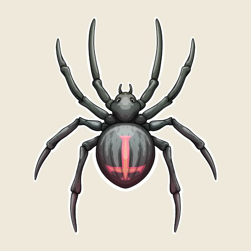 Dunkle Spinne mit rosa Markierungen