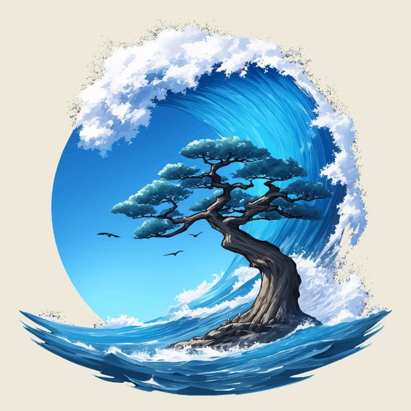 Ein Baum unter einer Welle
