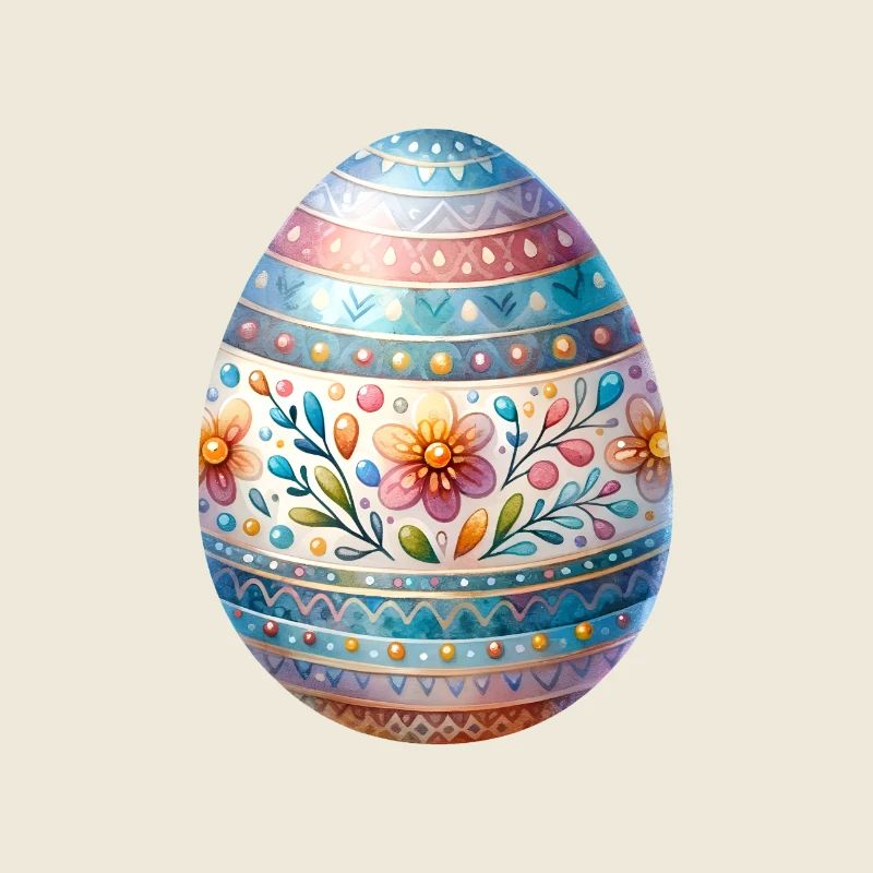 Very Detailed Easter Egg In Watercolor Style