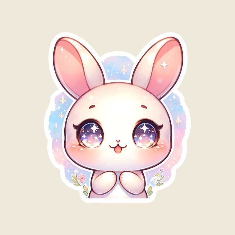 Lapin de Pâques mignon avec de grands yeux violets