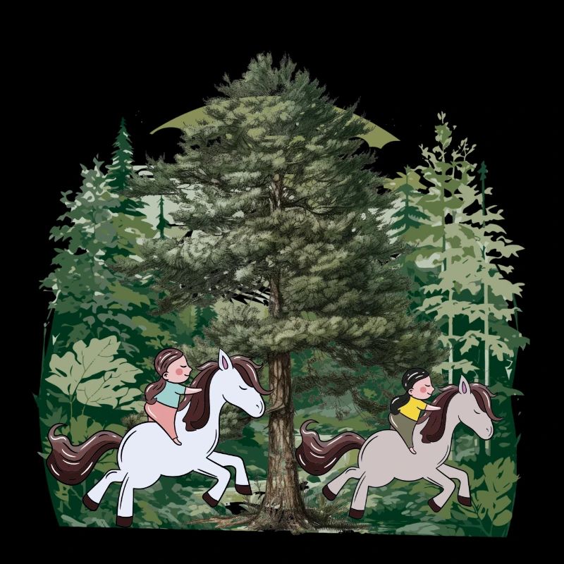 Mädchen Pony reiten Pferde Wald Natur Freizeit