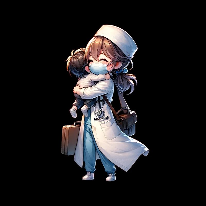 Eine Arztmutter kommt von der Arbeit nach Hause