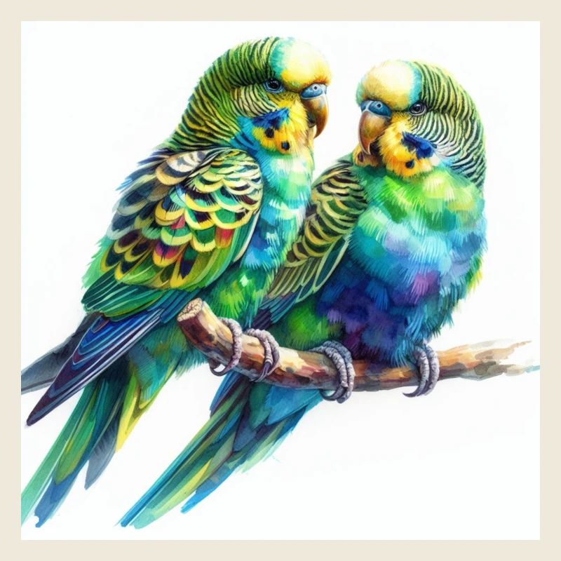 Watercolor Parakeets