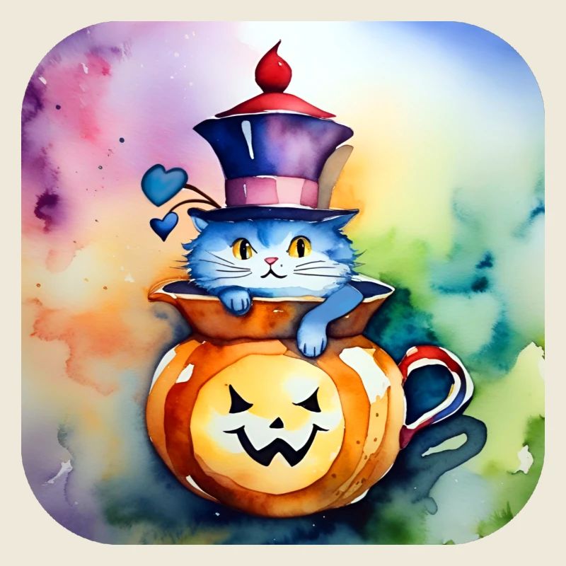 Niedliche Katze mit Kürbis