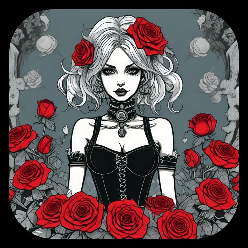 Cooles Gothic Punk Girl mit roten Rosen