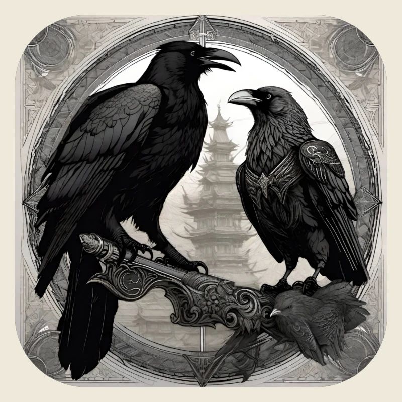 Vikings, ravens, Hugin and Munin
