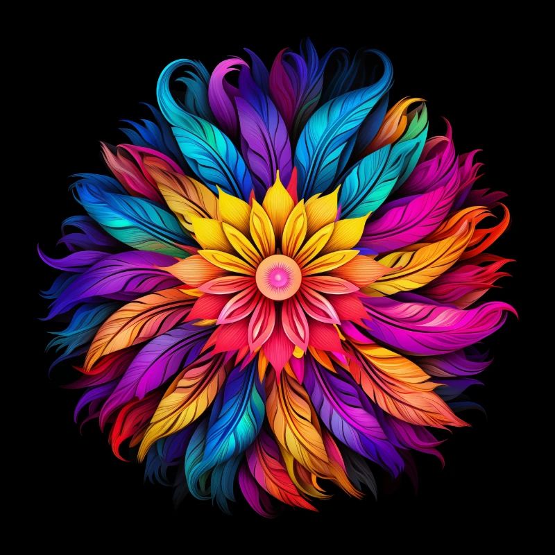 Rainbow Feather Mandala