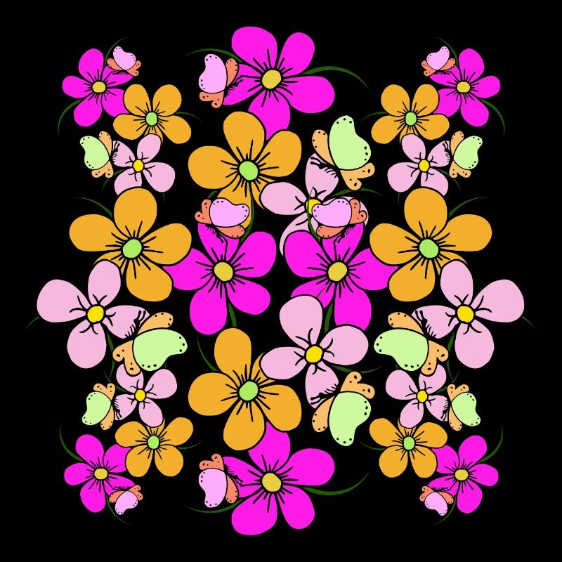 Blumenranke Schmetterlinge Blumenmuster bunt Blüte