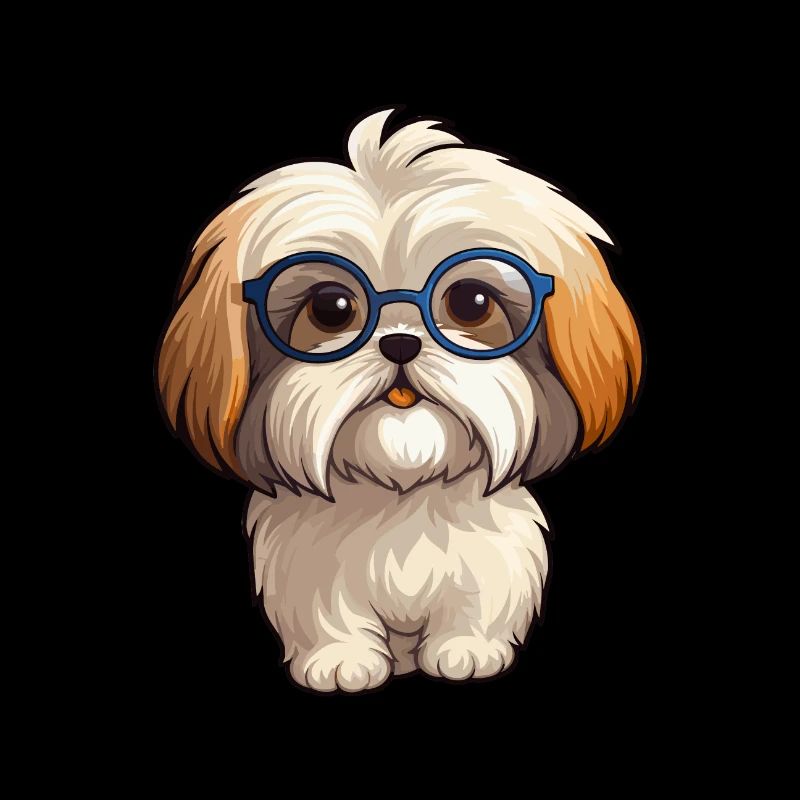 Lhasa Apso Hunderasse Aquarell Karikatur Kawaii Gla