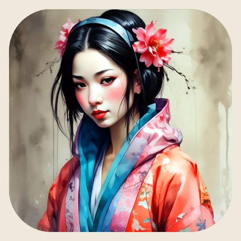Fille manga anime cool dans le style geisha