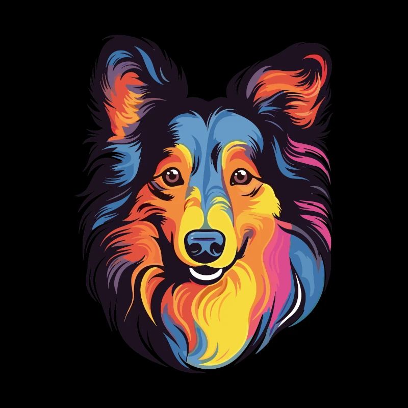 Shetland Schäferhund Hund Rasse Aquarell Karikatur Kaw