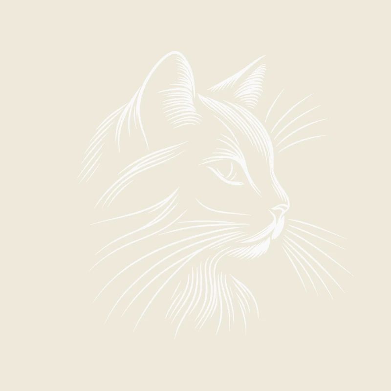 Tête de chat, minimaliste traits blanc
