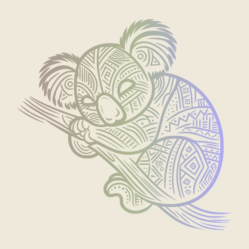 koala in aboriginal patterns, tribal