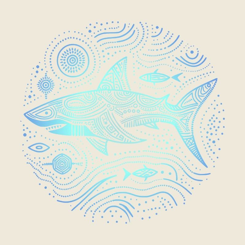 Requin motifs aborigènes australie nuances bleu