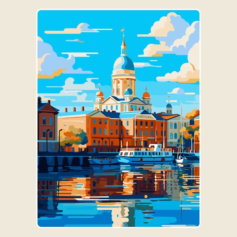 Helsinki Finlande Affiche de voyage vintage souvenir