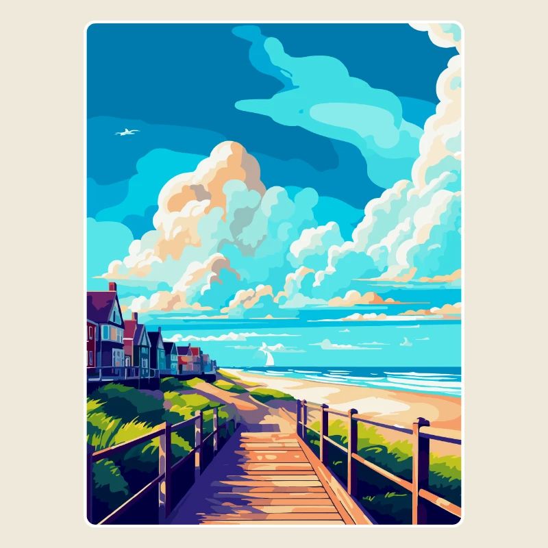 Noordwijk Pays-Bas Affiche de voyage vintage WPA