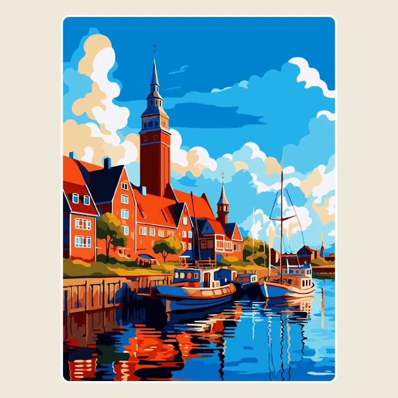 Halmstad Suède Affiche de voyage vintage Souvenir WPA