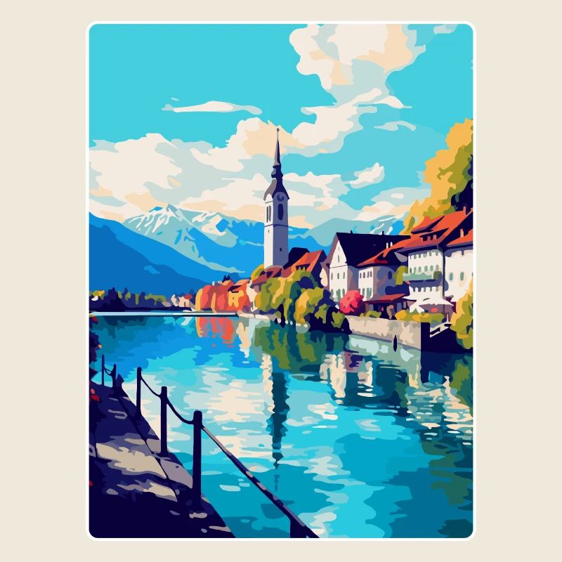 Thun Schweiz Vintage Reiseplakat Souvenir