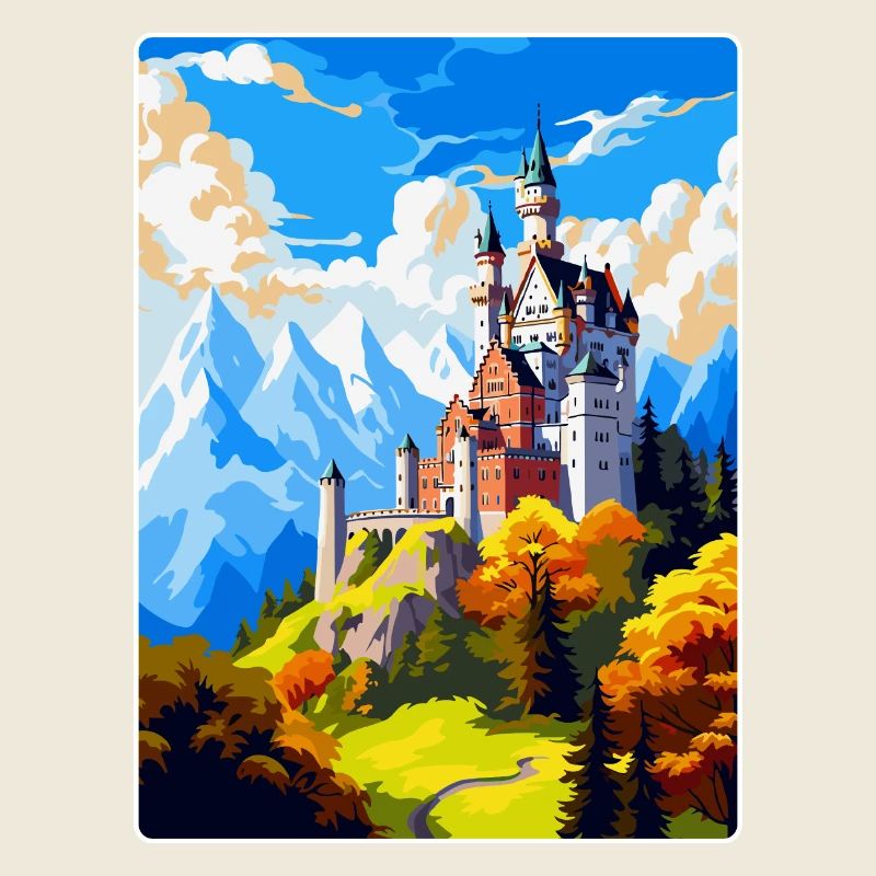 Neuschwanstein Castle Germany Travel Poster WPA
