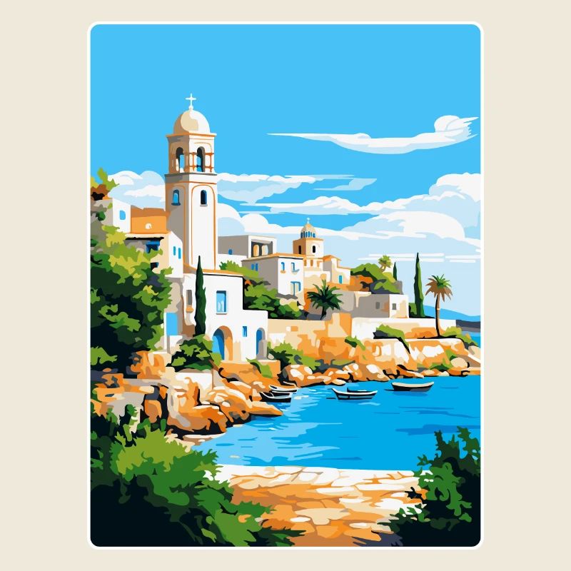 Paphos Chypre Affiche de voyage vintage WPA Souvenir