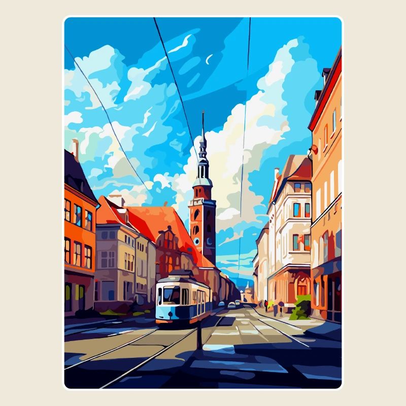 Affiche de voyage vintage d’Ostrava République tchèque WPA