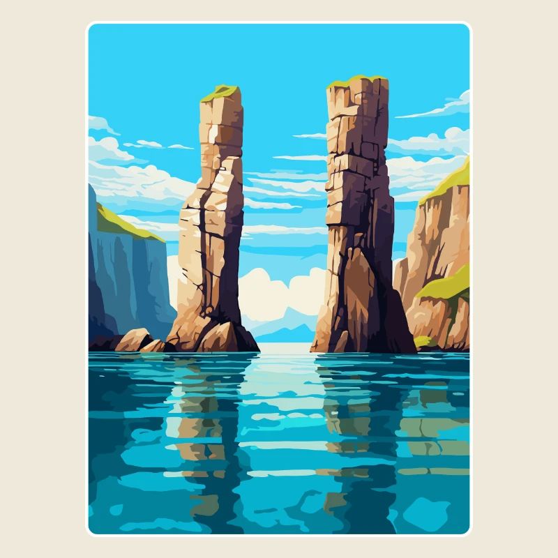 Affiche de voyage vintage Stack Rocks Pembrokeshire