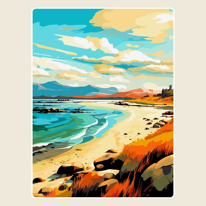 Île de Harris, Écosse, Royaume-Uni, Affiche de voyage vintage