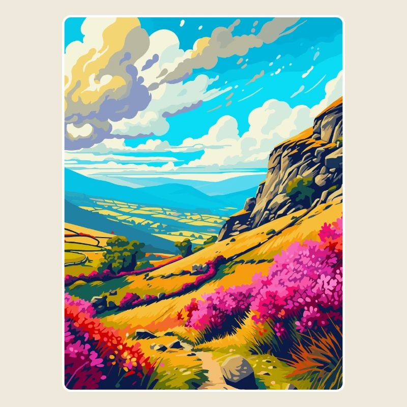 Affiche de voyage vintage du parc national de Peak District