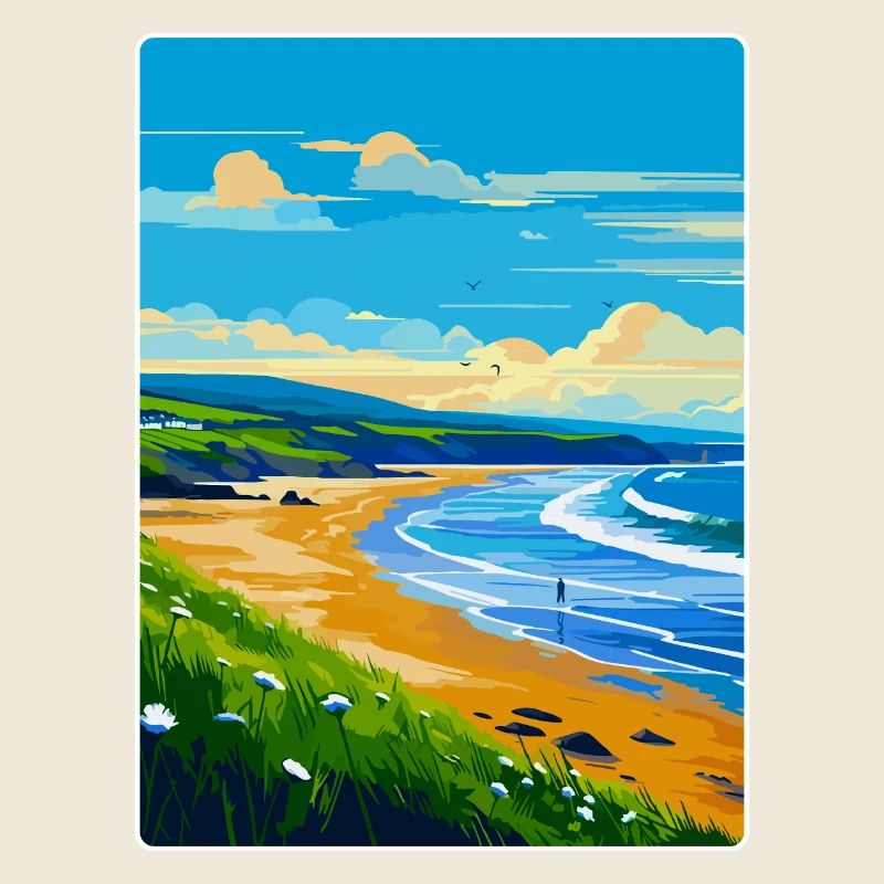 Croyde Beach Devon Vintage Voyage Poster Souvenir
