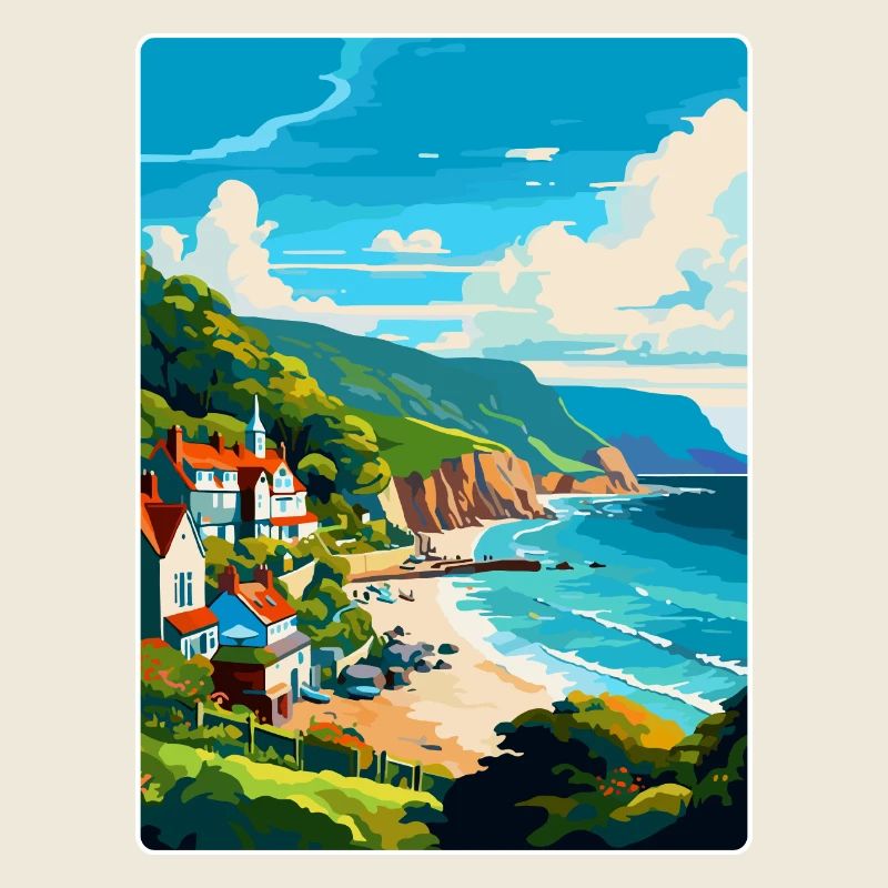 Lynton Lynmouthdevon Affiche de voyage Souvenir WPA