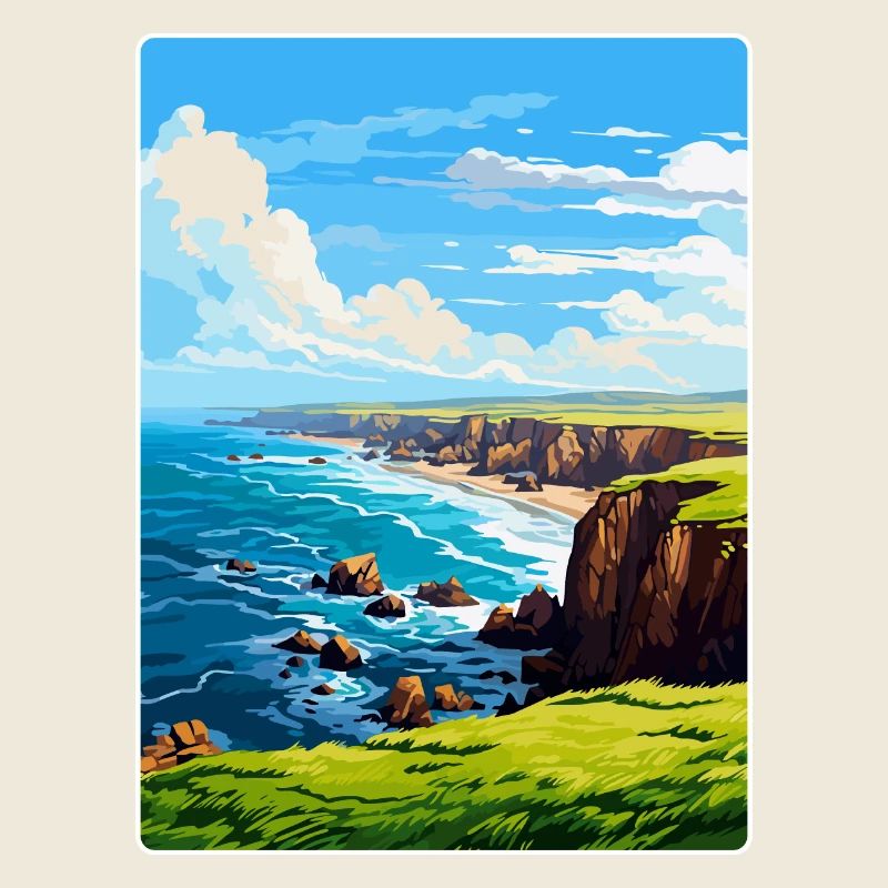 Lands End Cornouailles Angleterre Royaume-Uni Affiche de voyage WPA