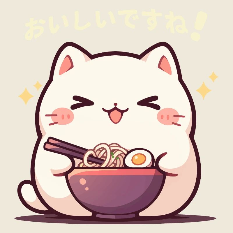 Chat qui mange des Ramens