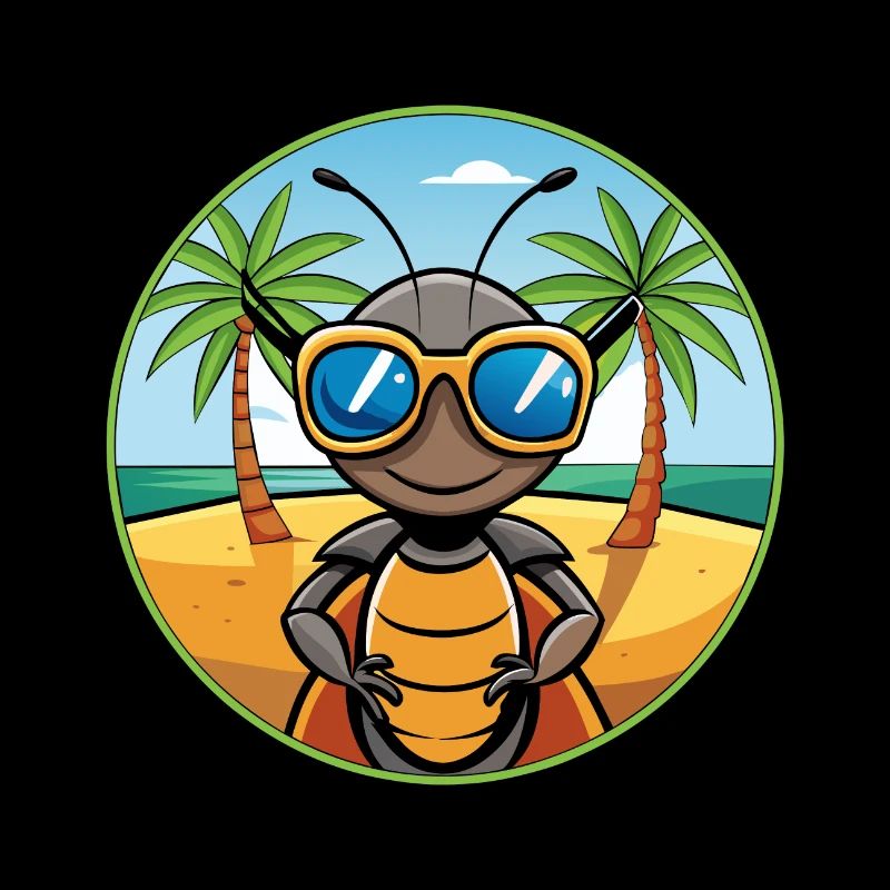 Ant Funny Cartoon Summer Beach Sunglasses Sticker