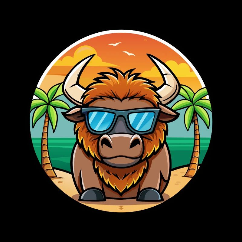 Bison Drôle Dessin Animé Plage Été Lunettes De Soleil Cool