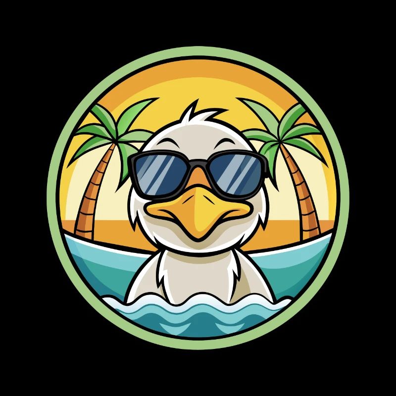 Canard Drôle Dessin Animé Plage De Soleil De Plage Autocollant