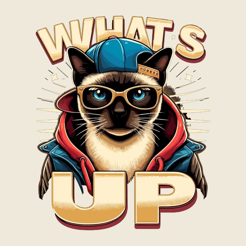 Siamese Cat Whats Up Design