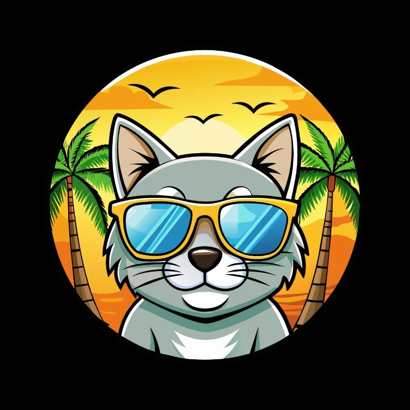Chartreux Cat Breed Cartoon Sunglasses Beach