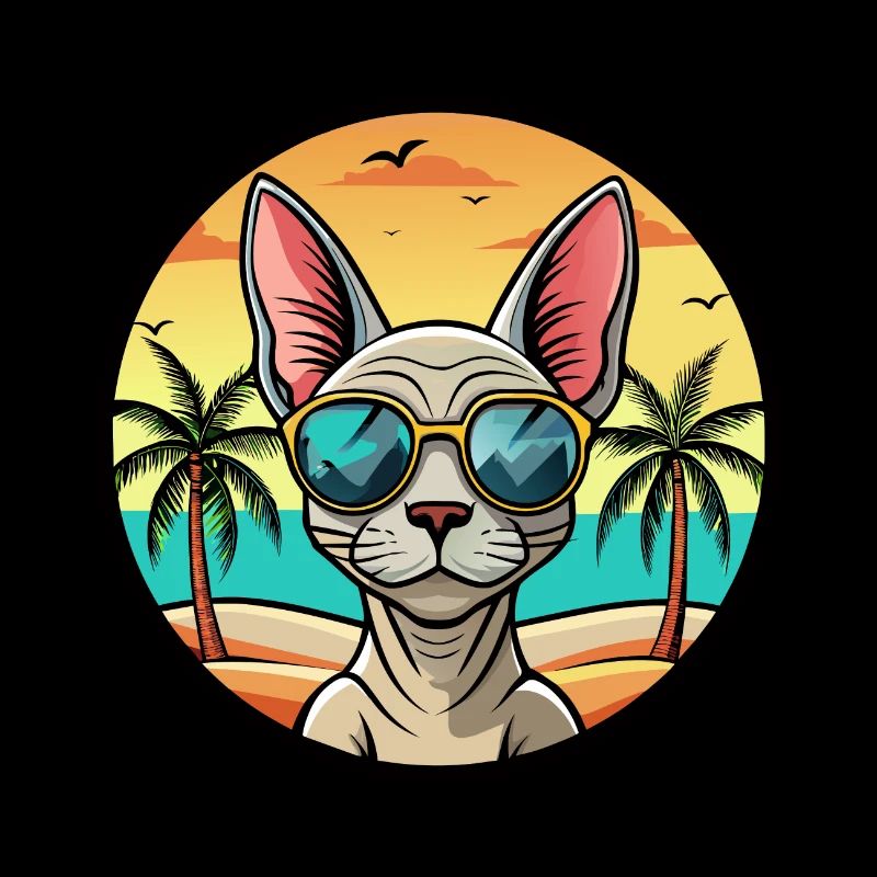 Sphynx Cat Breed Cartoon Lunettes de soleil Beach