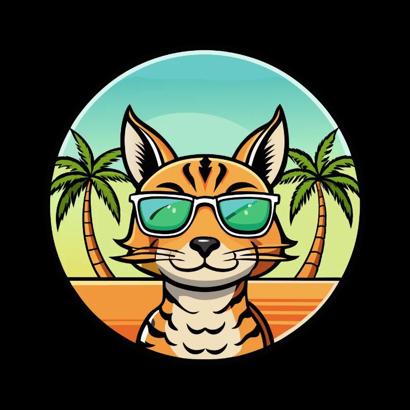 Ocicat Breed Cartoon Sunglasses Beach