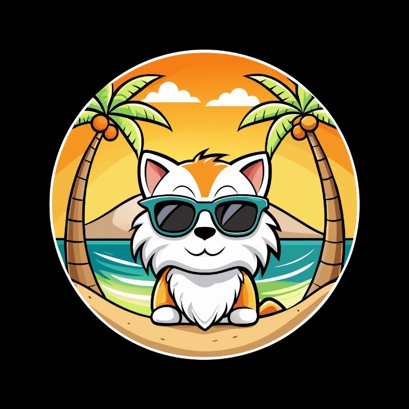 Ragdoll Cat Breed Cartoon Sunglasses Beach