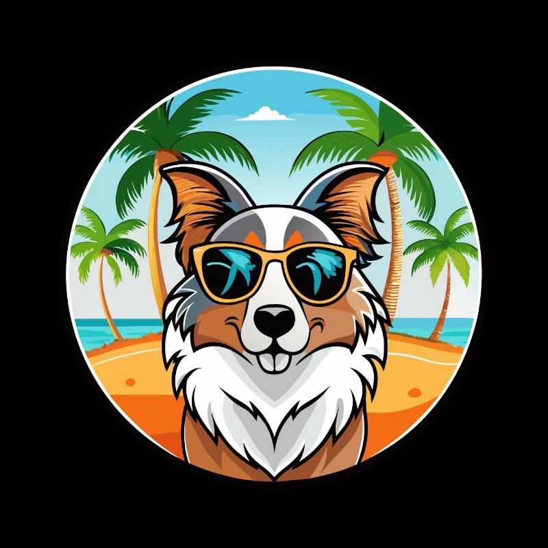 Australian Shepherd Dog Breed Cartoon Sunglasses