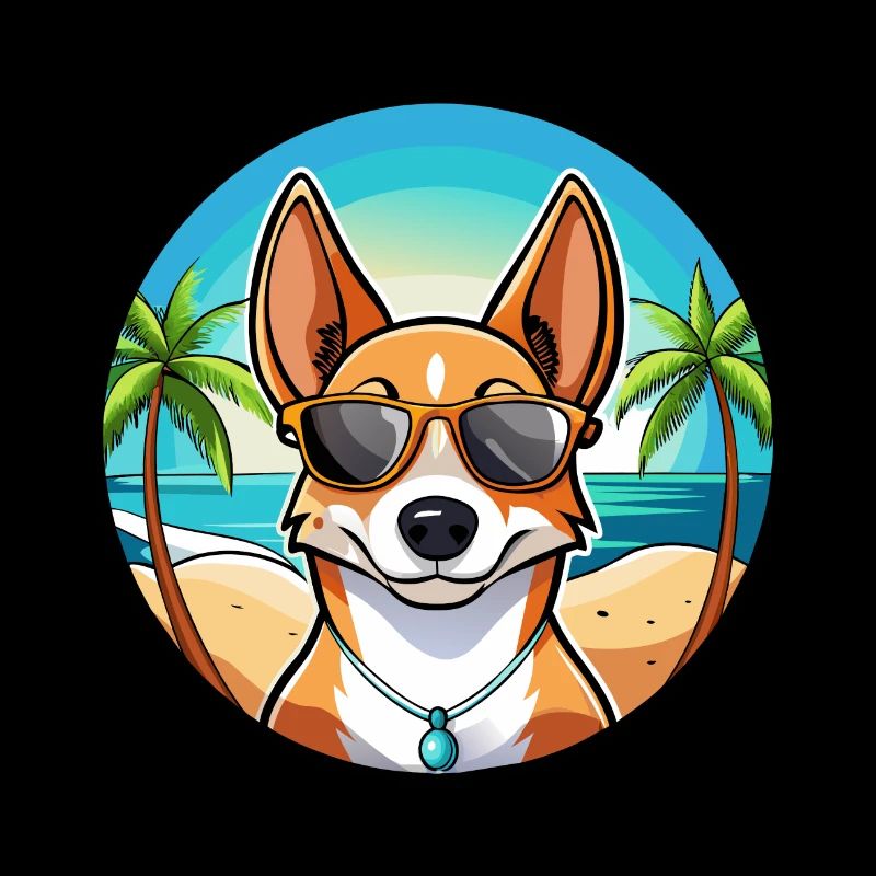 Basenji Hunderasse Cartoon Sonnenbrille Strand