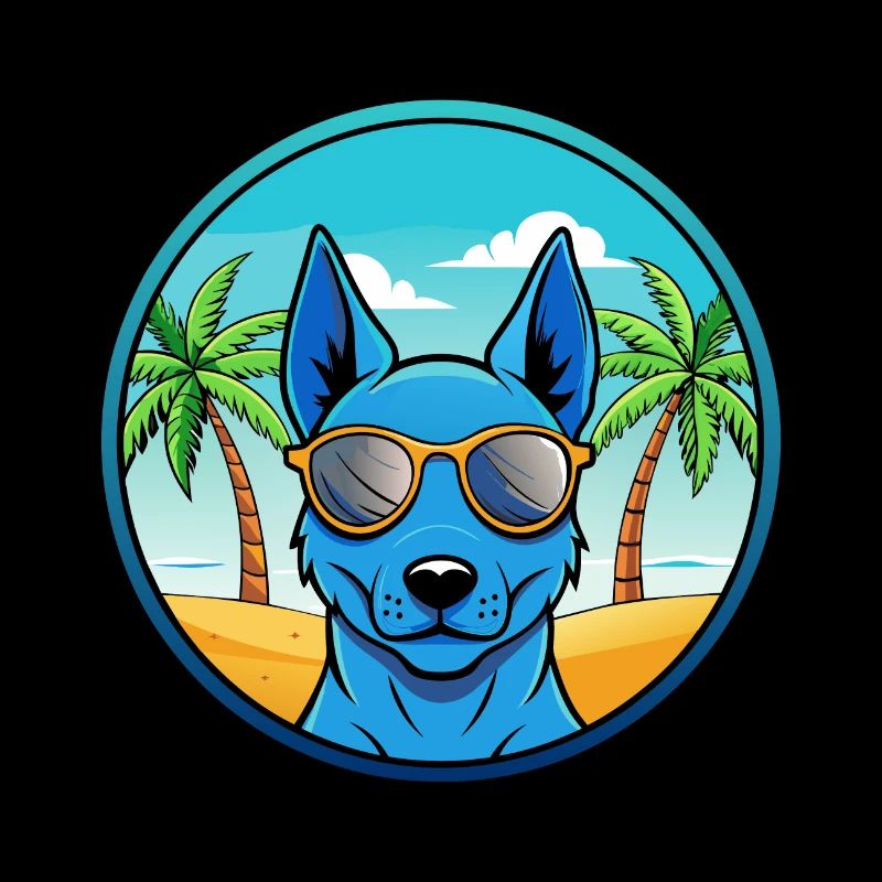 Blue Thai Ridgeback Dog Breed Cartoon Sunglasses